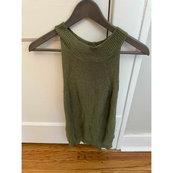 Dark Green Sleeveless Halter Neck Crochet Off Shoulder Top Size Small/XS - Picture 1 of 4